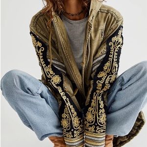 We the free people embellished military jacket xs